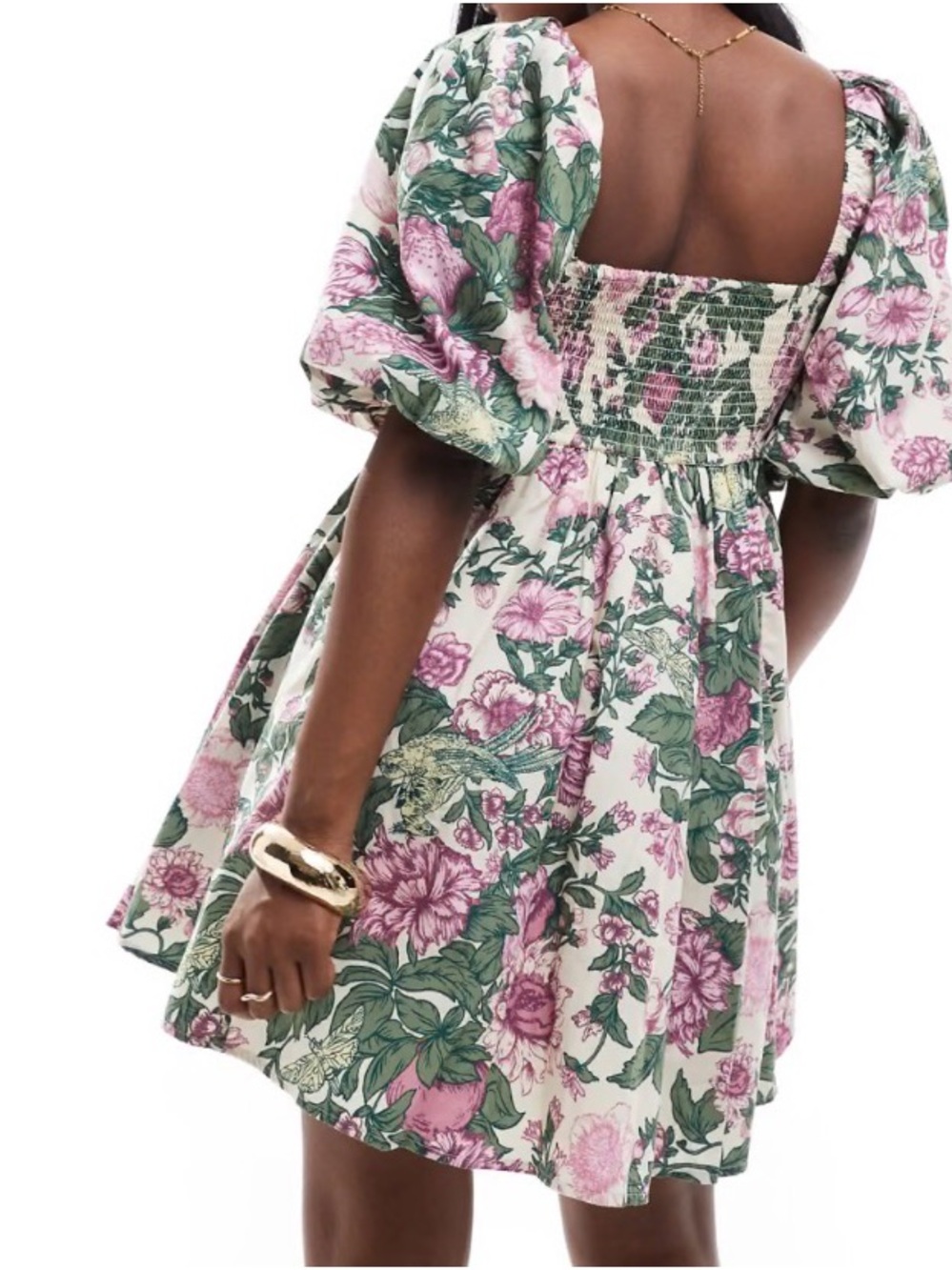 Abercrombie & Fitch Emerson mini dress puff sleeves in purple floral print - S - Picture 2 of 15